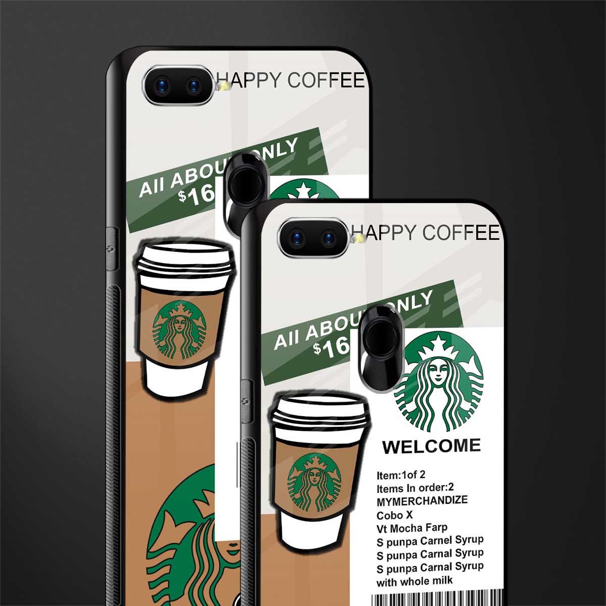 happy coffee glass case for oppo a12 image-2
