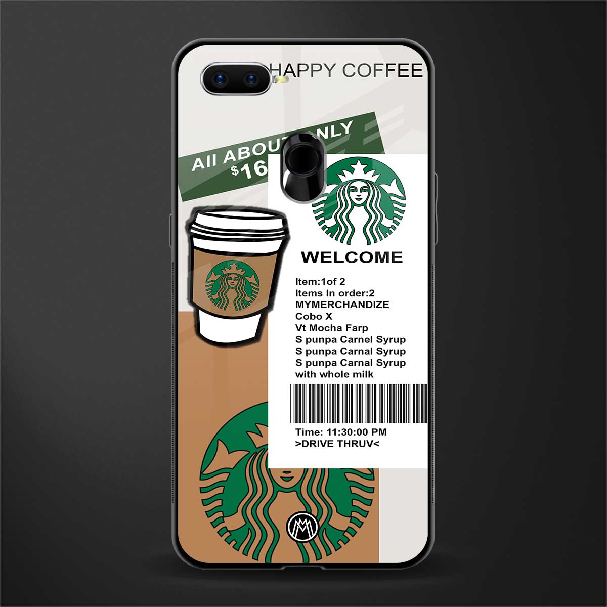 happy coffee glass case for oppo a12 image