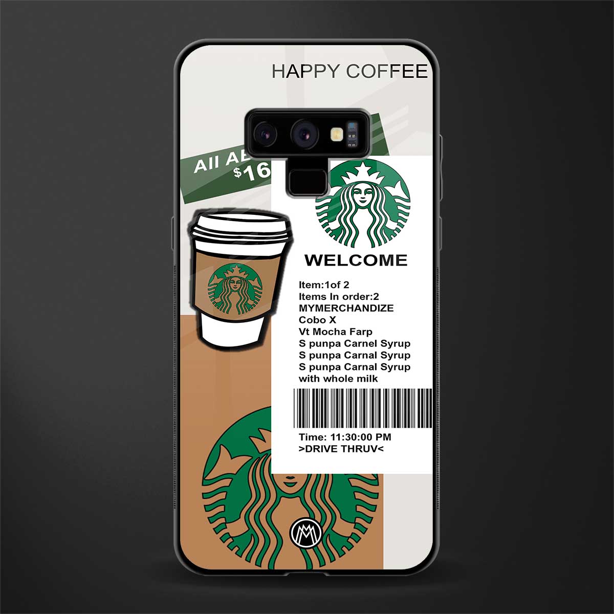 happy coffee glass case for samsung galaxy note 9 image