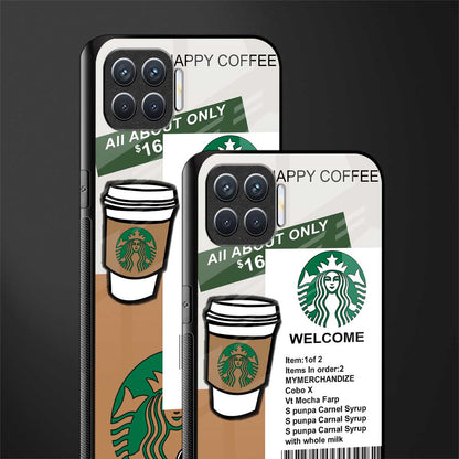 happy coffee glass case for oppo f17 image-2