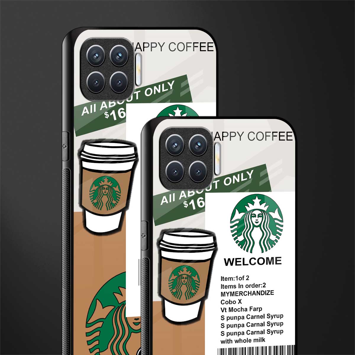 happy coffee glass case for oppo f17 pro image-2