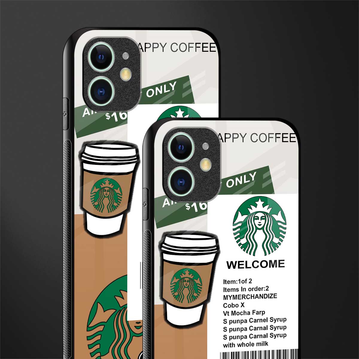happy coffee glass case for iphone 11 image-2