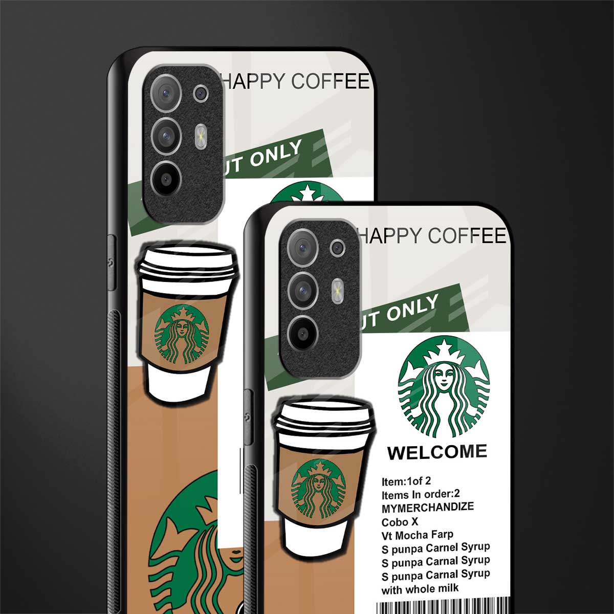 happy coffee glass case for oppo f19 pro plus image-2
