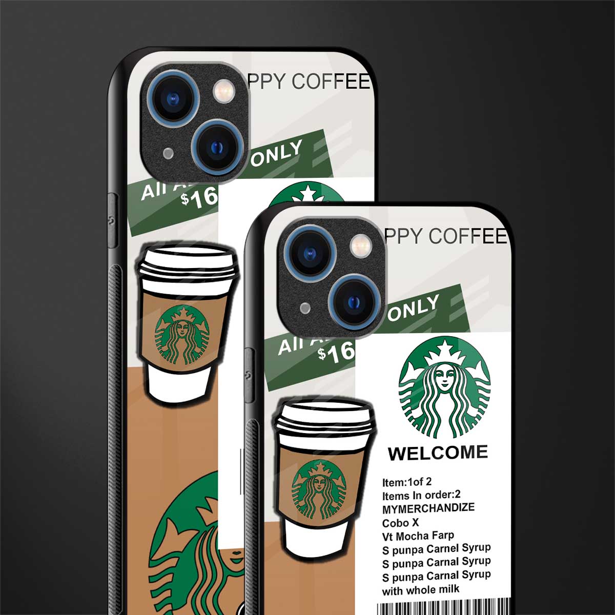 happy coffee glass case for iphone 13 image-2