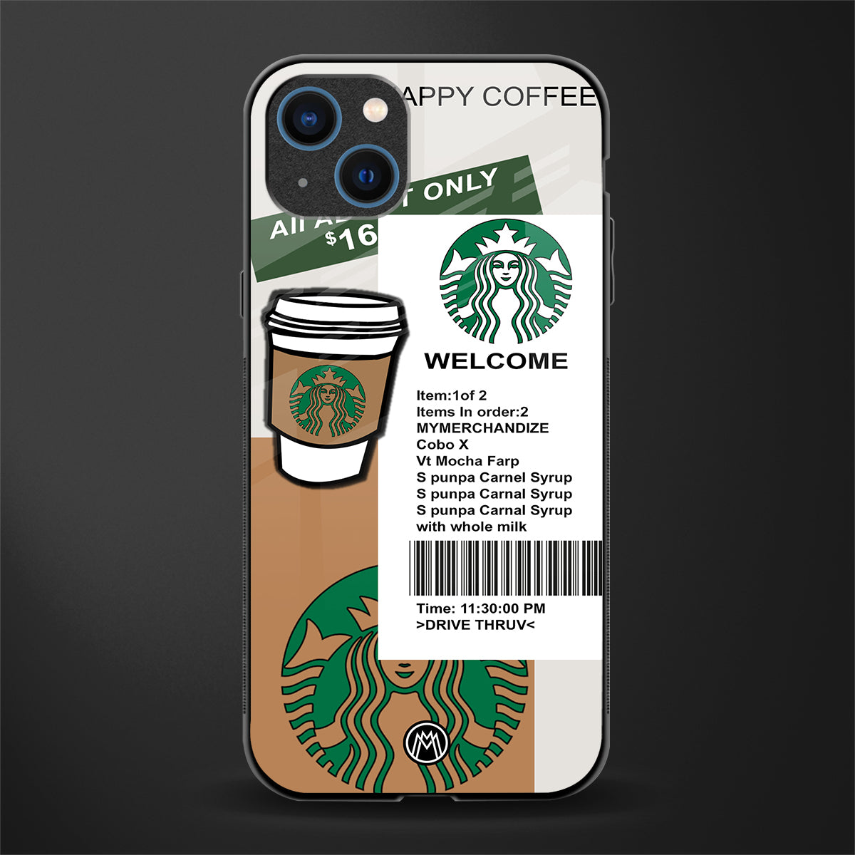 happy coffee glass case for iphone 13 image