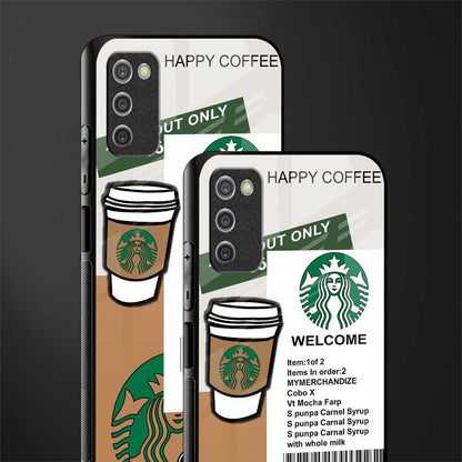 happy coffee glass case for samsung galaxy a03s image-2