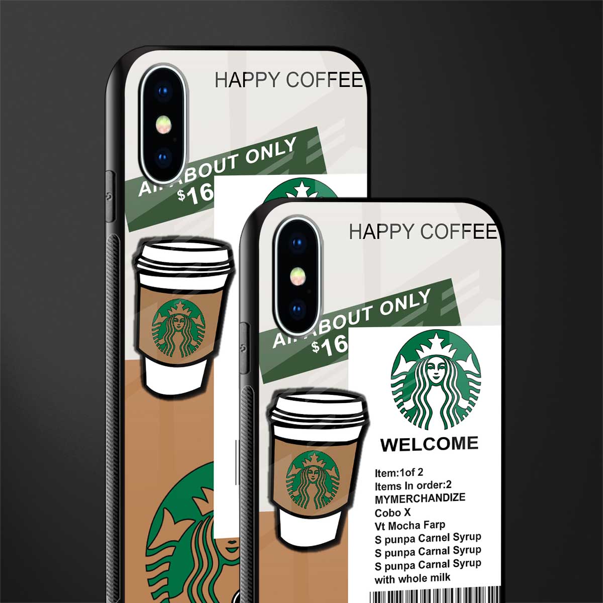 happy coffee glass case for iphone x image-2