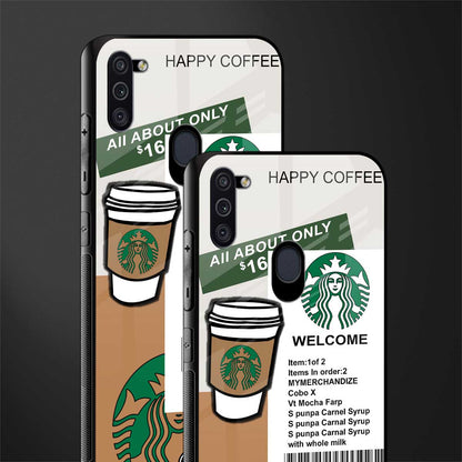 happy coffee glass case for samsung a11 image-2