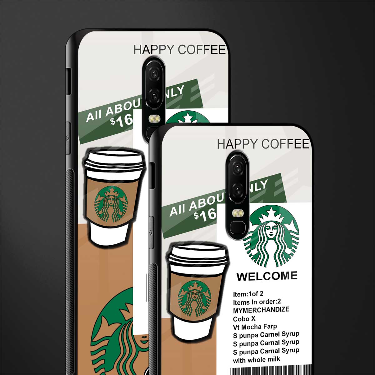 happy coffee glass case for oneplus 6 image-2