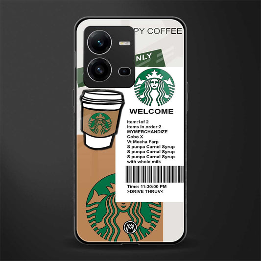 happy coffee back phone cover | glass case for vivo v25-5g