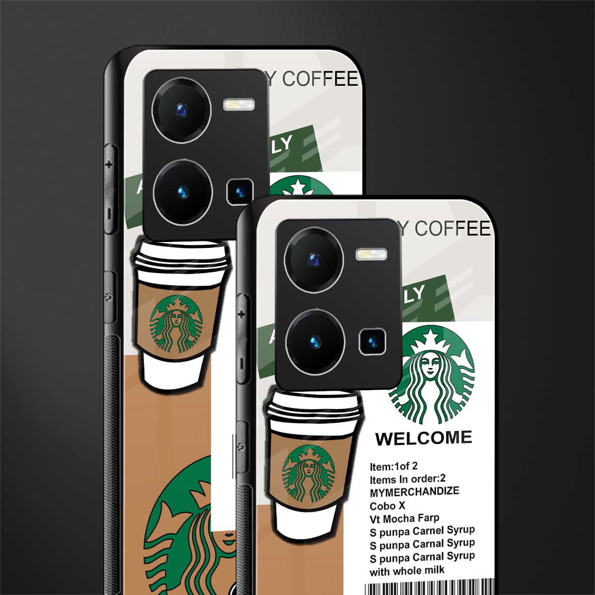 happy coffee back phone cover | glass case for vivo y35 4g