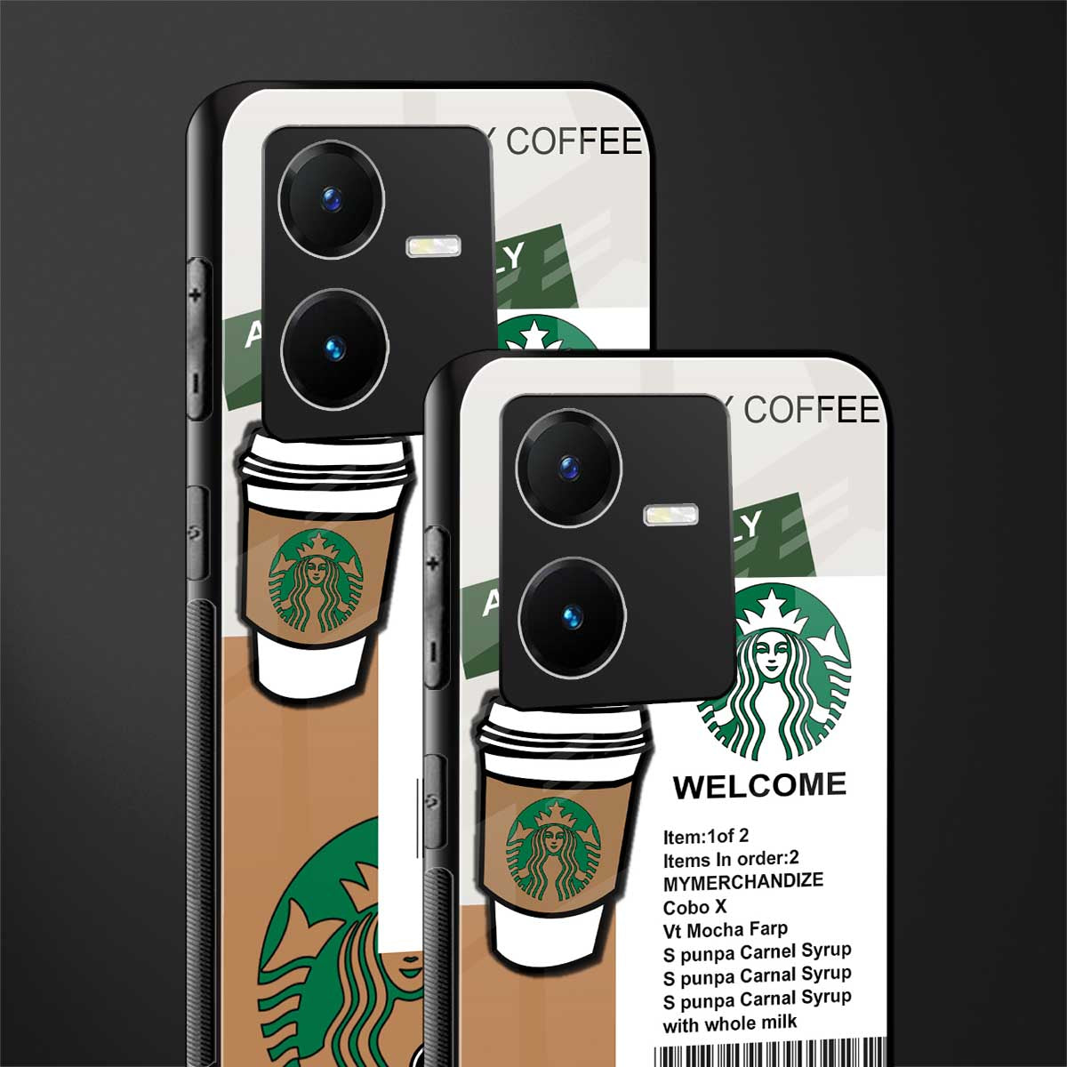 happy coffee back phone cover | glass case for vivo y22