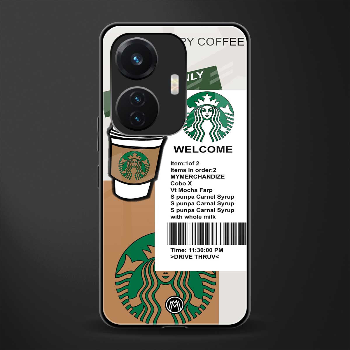 happy coffee back phone cover | glass case for vivo t1 44w 4g