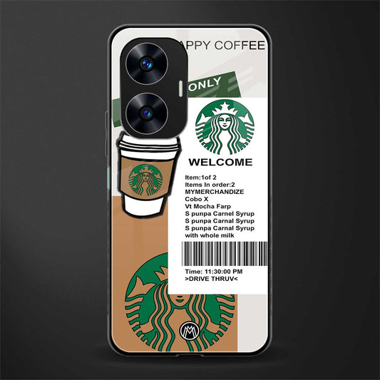 happy coffee back phone cover | glass case for realme c55