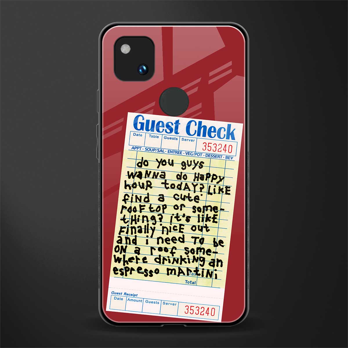 happy hour back phone cover | glass case for google pixel 4a 4g