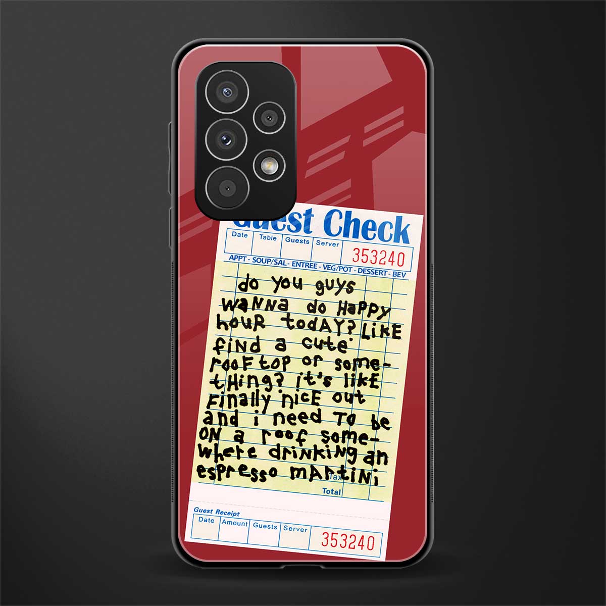 happy hour back phone cover | glass case for samsung galaxy a53 5g