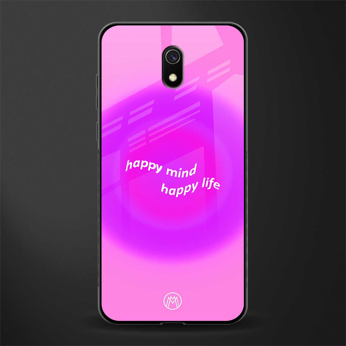 happy mind glass case for redmi 8a image