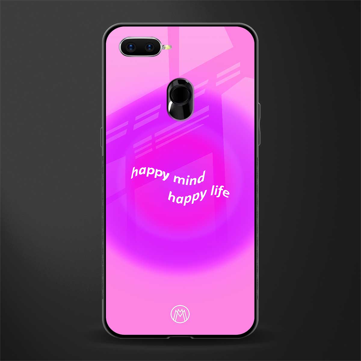 happy mind glass case for oppo a12 image