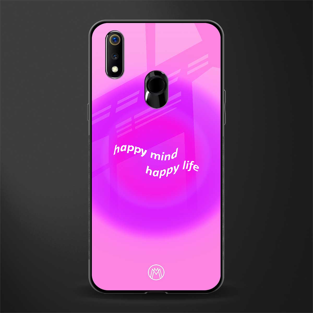 happy mind glass case for realme 3 image