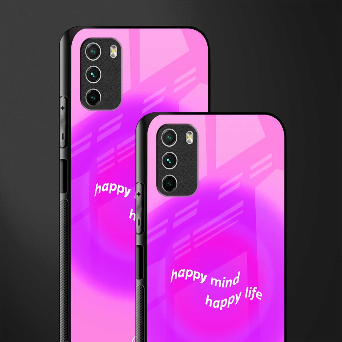 happy mind glass case for poco m3 image-2