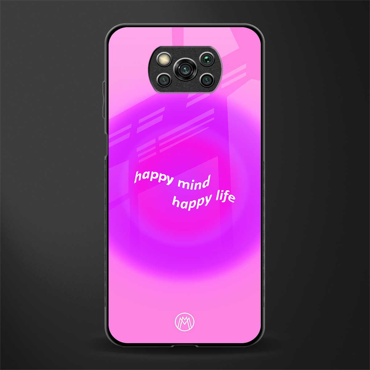 happy mind glass case for poco x3 image