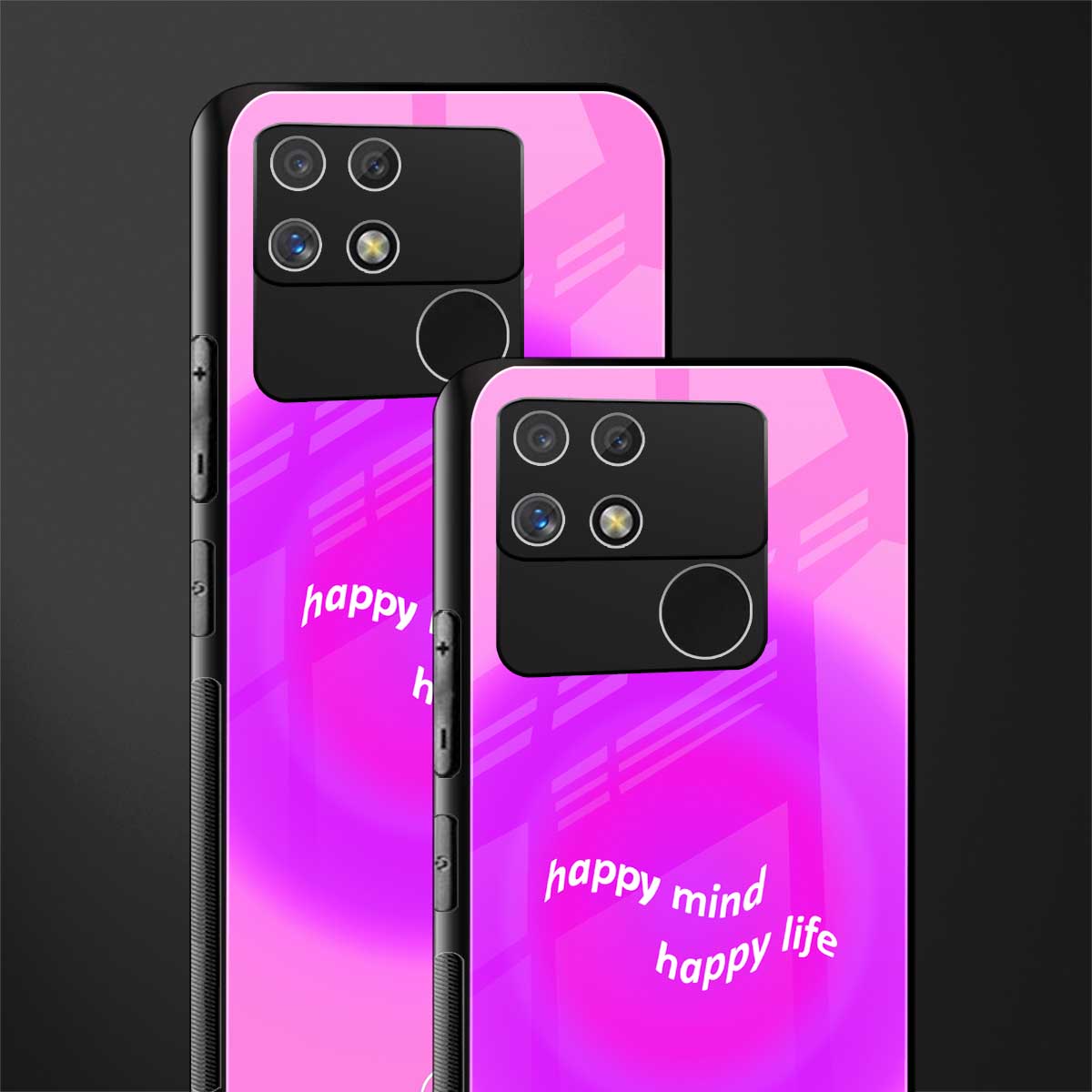 happy mind back phone cover | glass case for realme narzo 50a