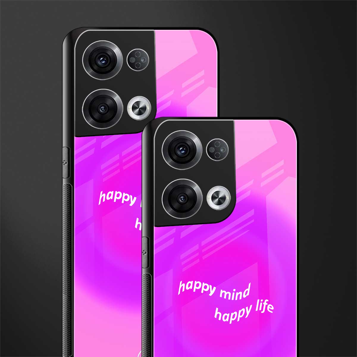 happy mind back phone cover | glass case for oppo reno 8