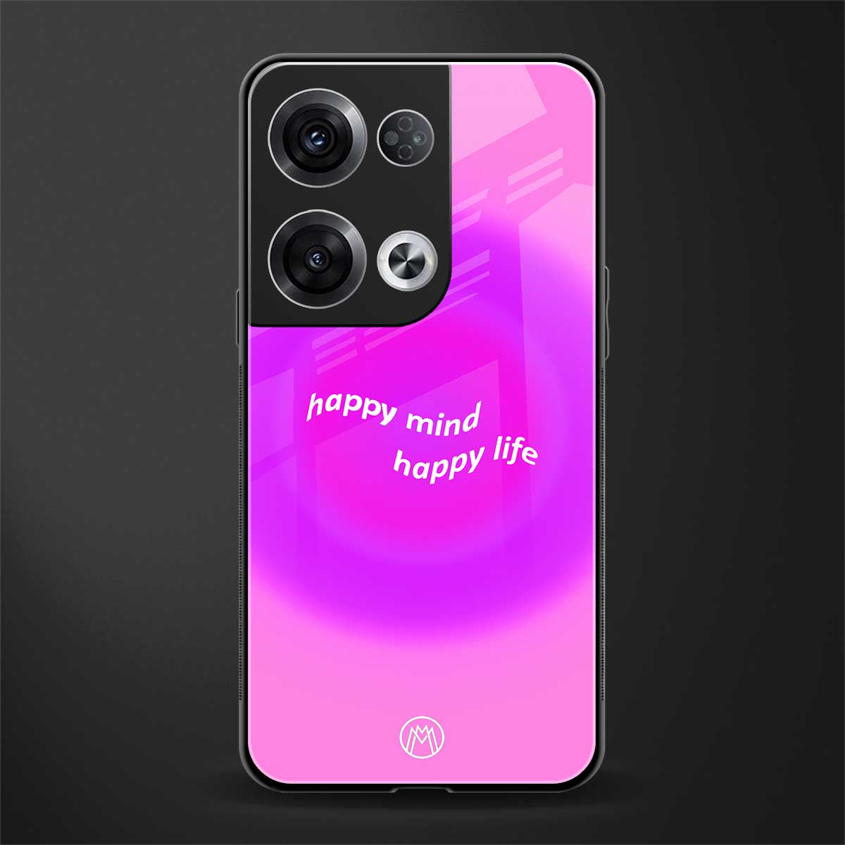 happy mind back phone cover | glass case for oppo reno 8