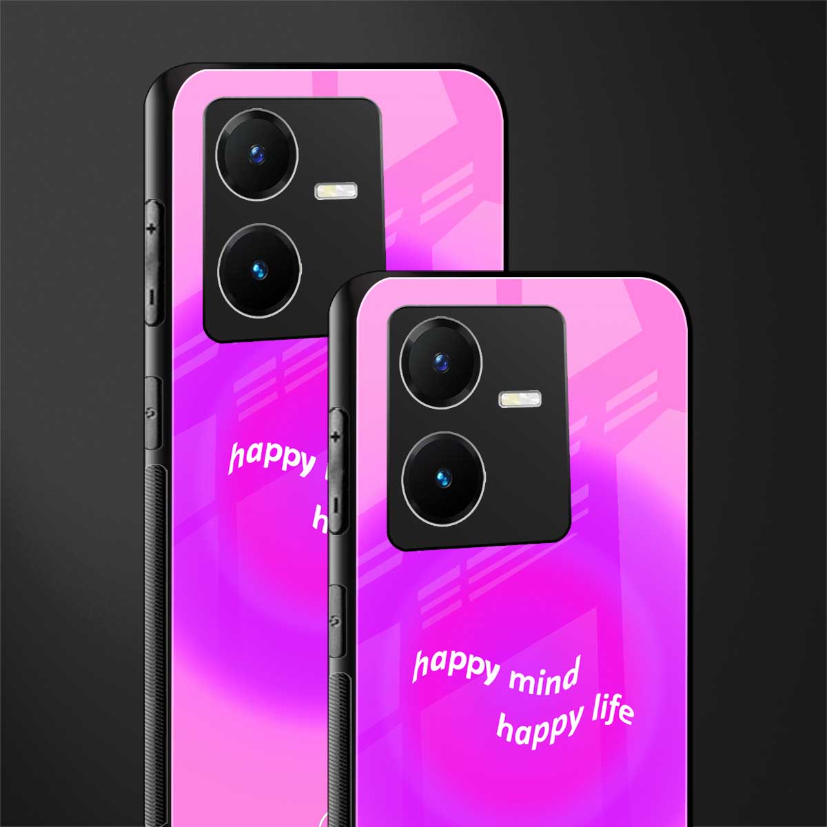 happy mind back phone cover | glass case for vivo y22