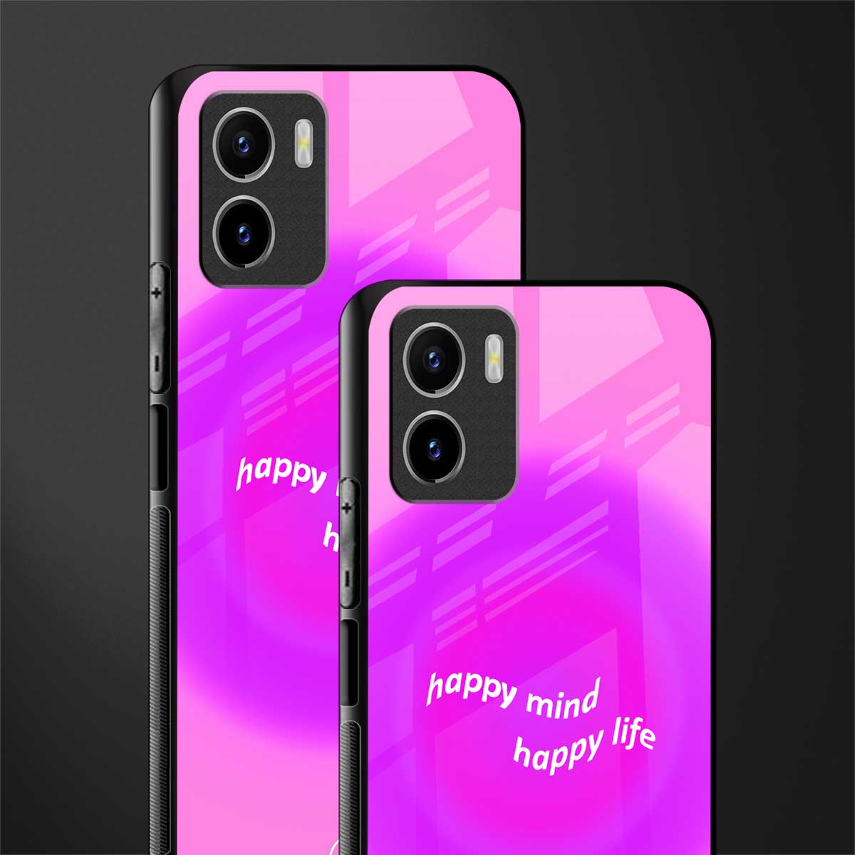 happy mind back phone cover | glass case for vivo y72