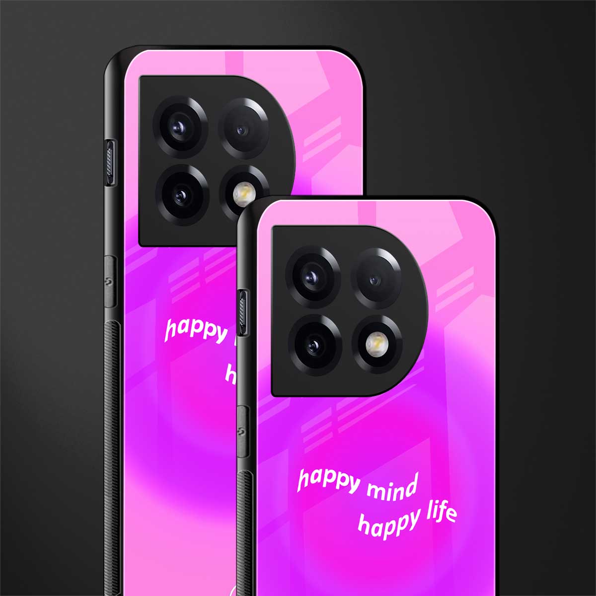 happy mind back phone cover | glass case for oneplus 11