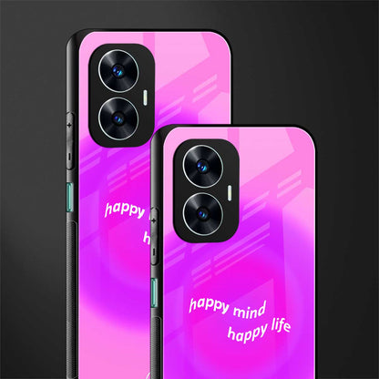 happy mind back phone cover | glass case for realme c55