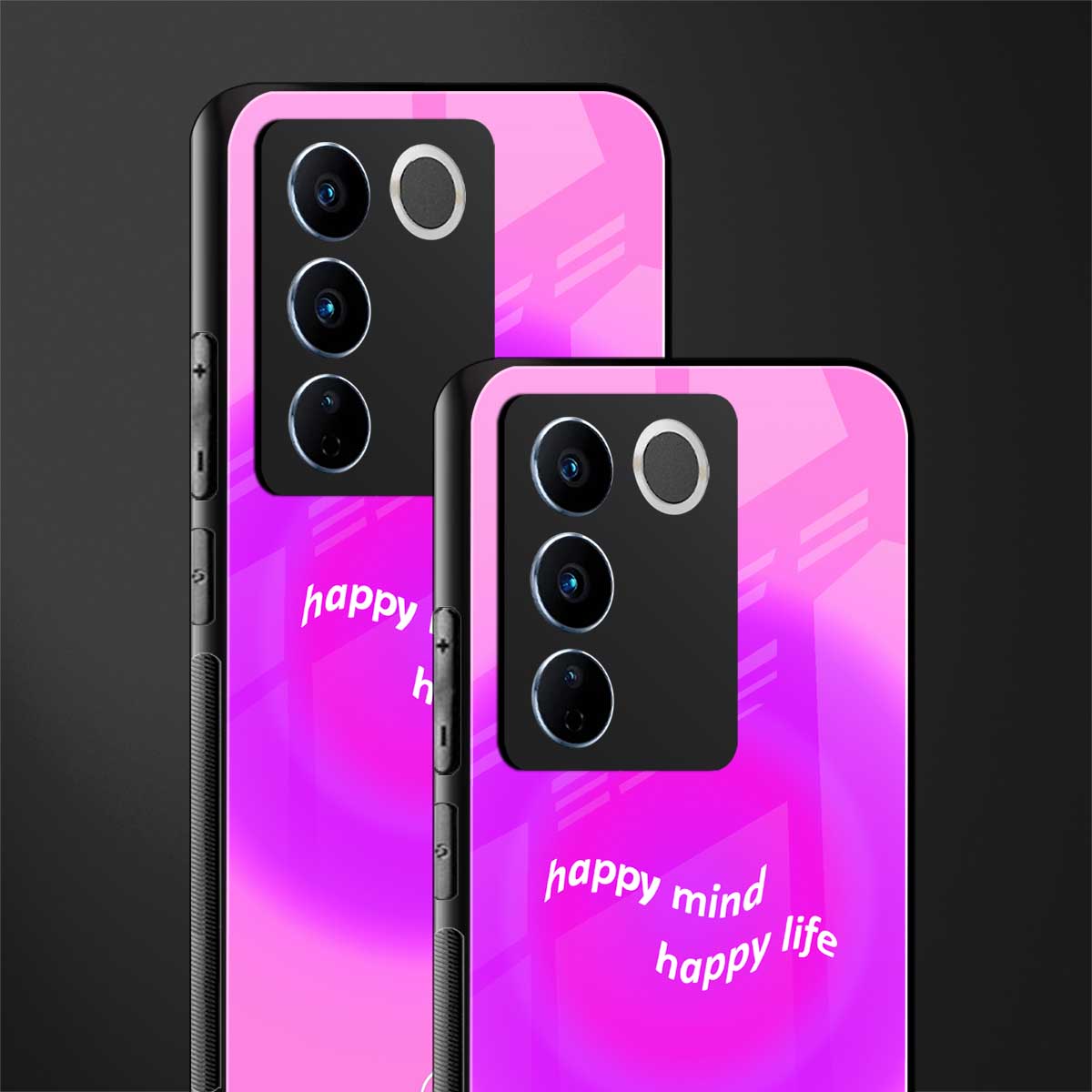 happy mind back phone cover | glass case for vivo v27 pro 5g