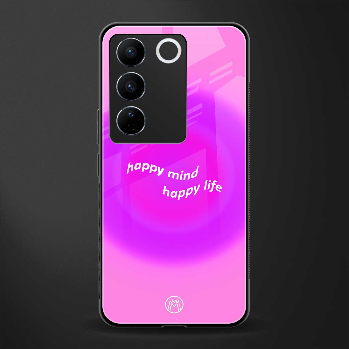 happy mind back phone cover | glass case for vivo v27 pro 5g