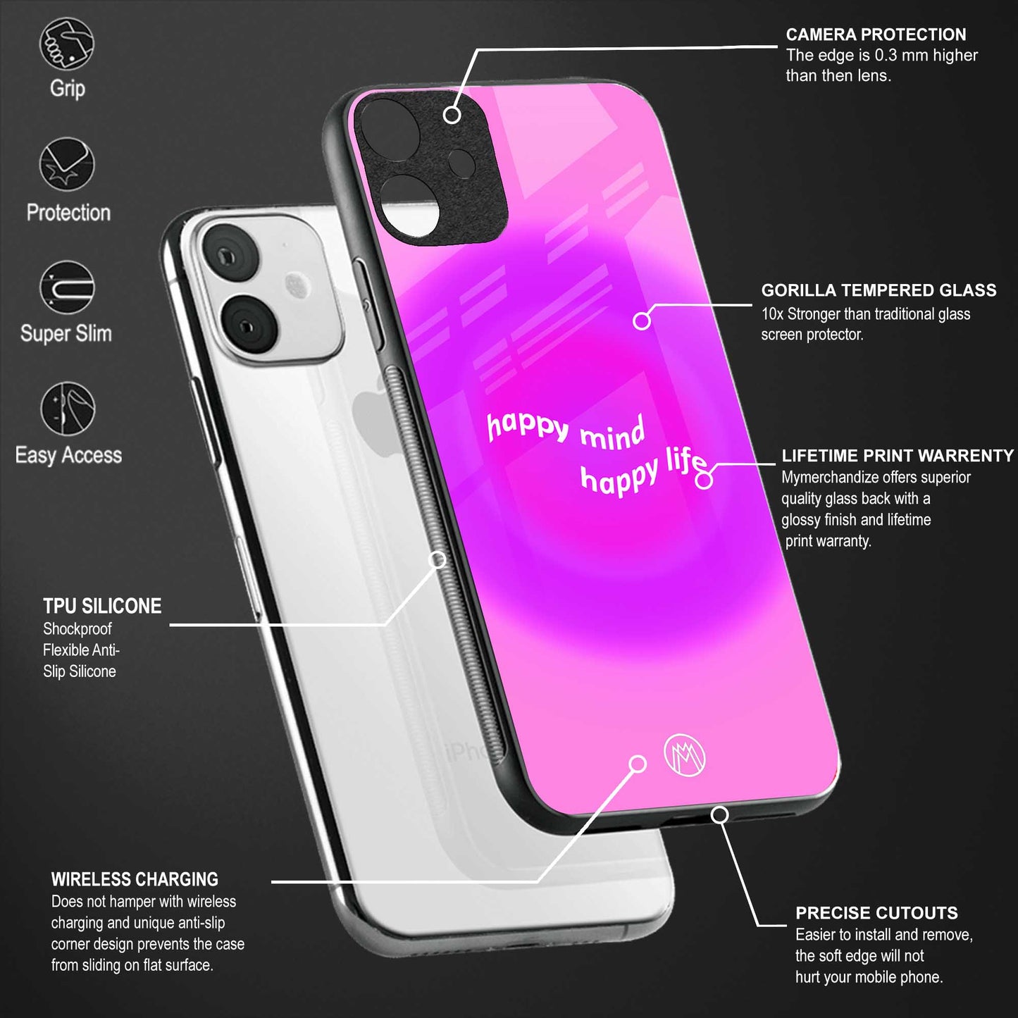 happy mind glass case for vivo v19 image-4