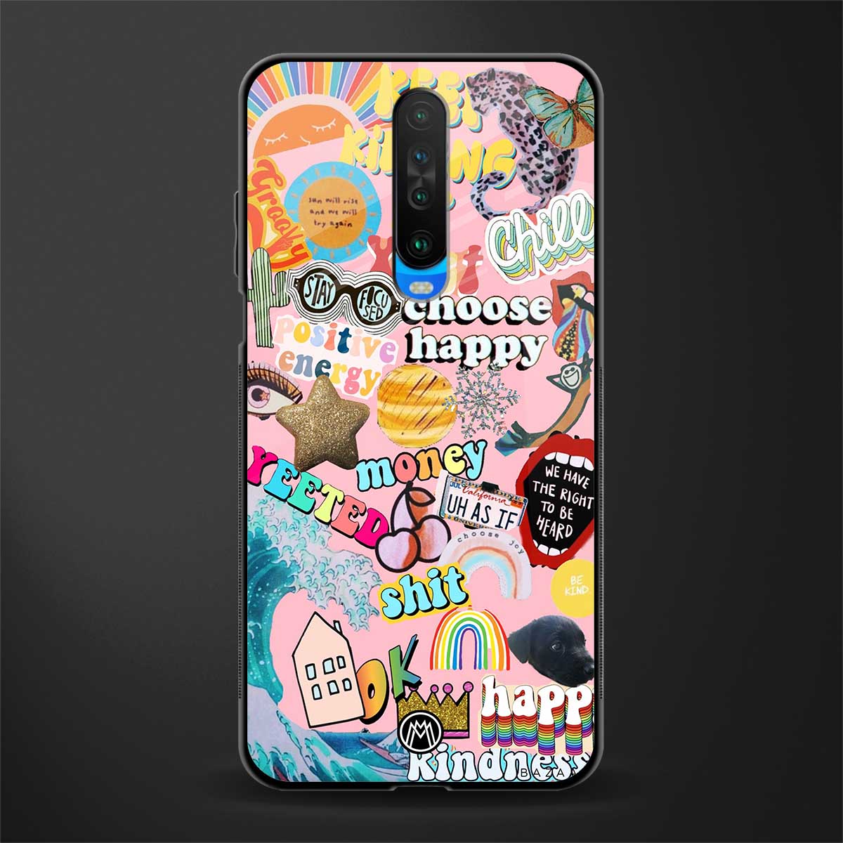 happy summer collage glass case for poco x2 image