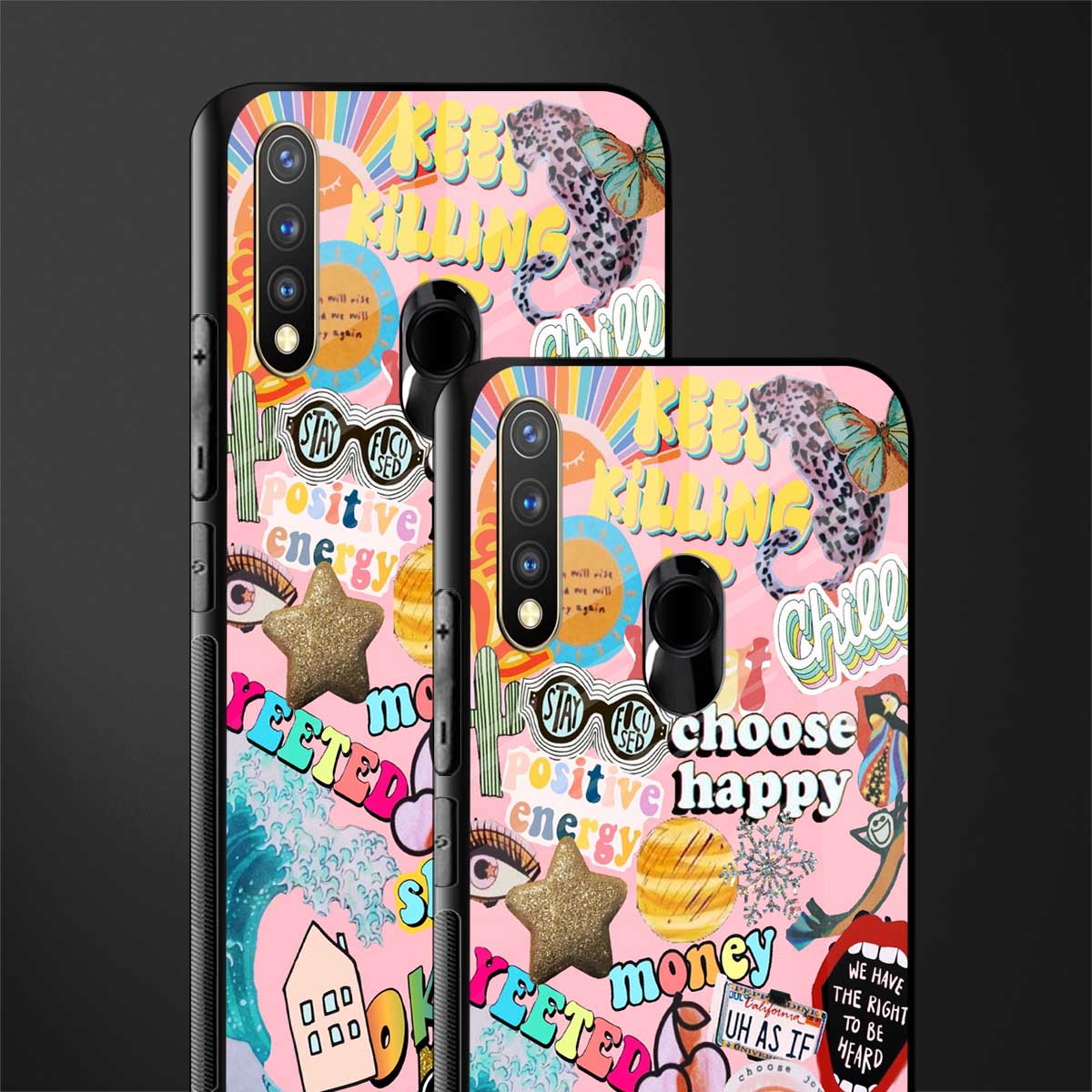 happy summer collage glass case for vivo y19 image-2