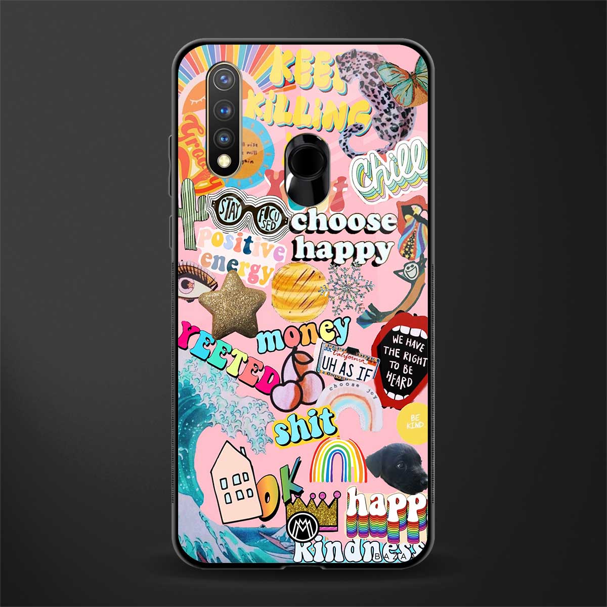 happy summer collage glass case for vivo y19 image