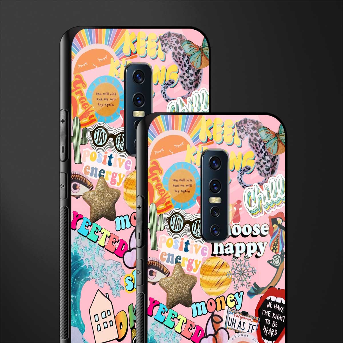 happy summer collage glass case for vivo v17 pro image-2