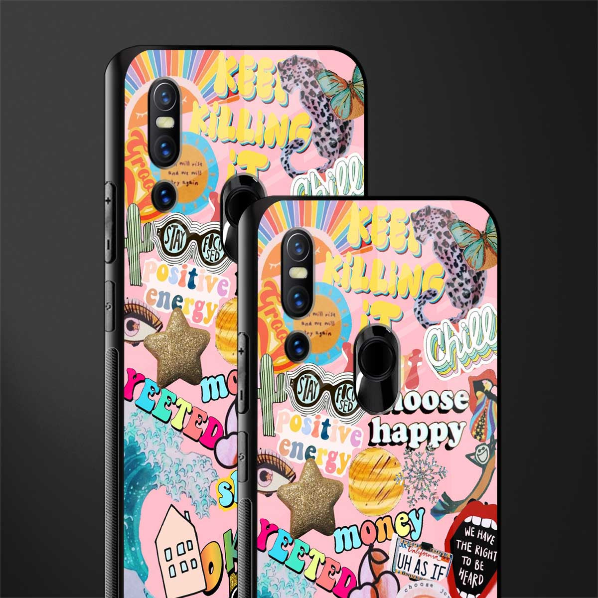 happy summer collage glass case for vivo v15 image-2