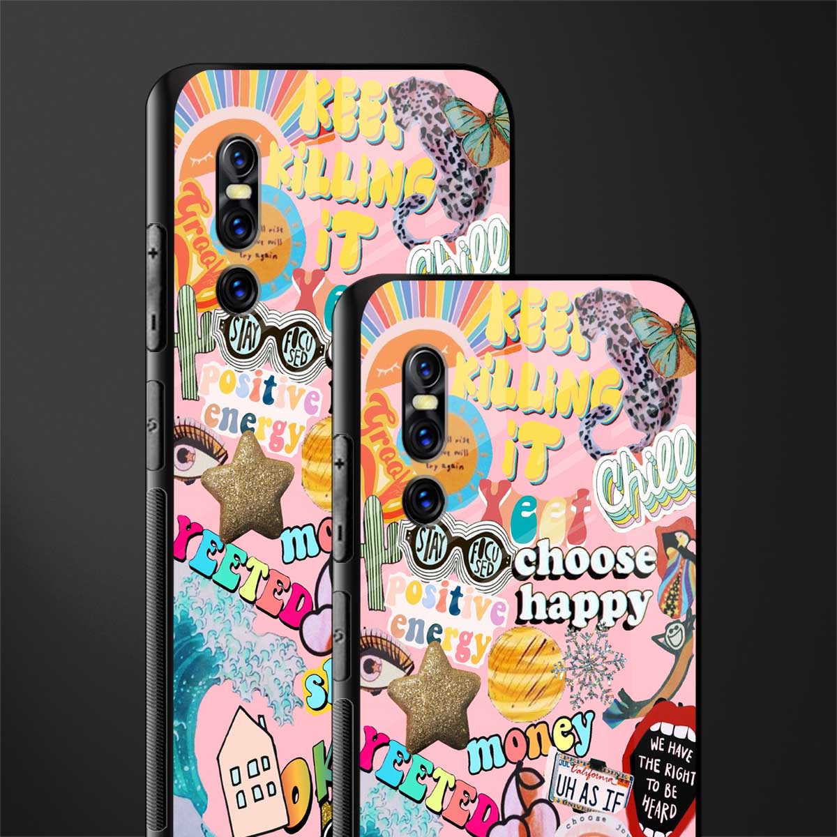happy summer collage glass case for vivo v15 pro image-2