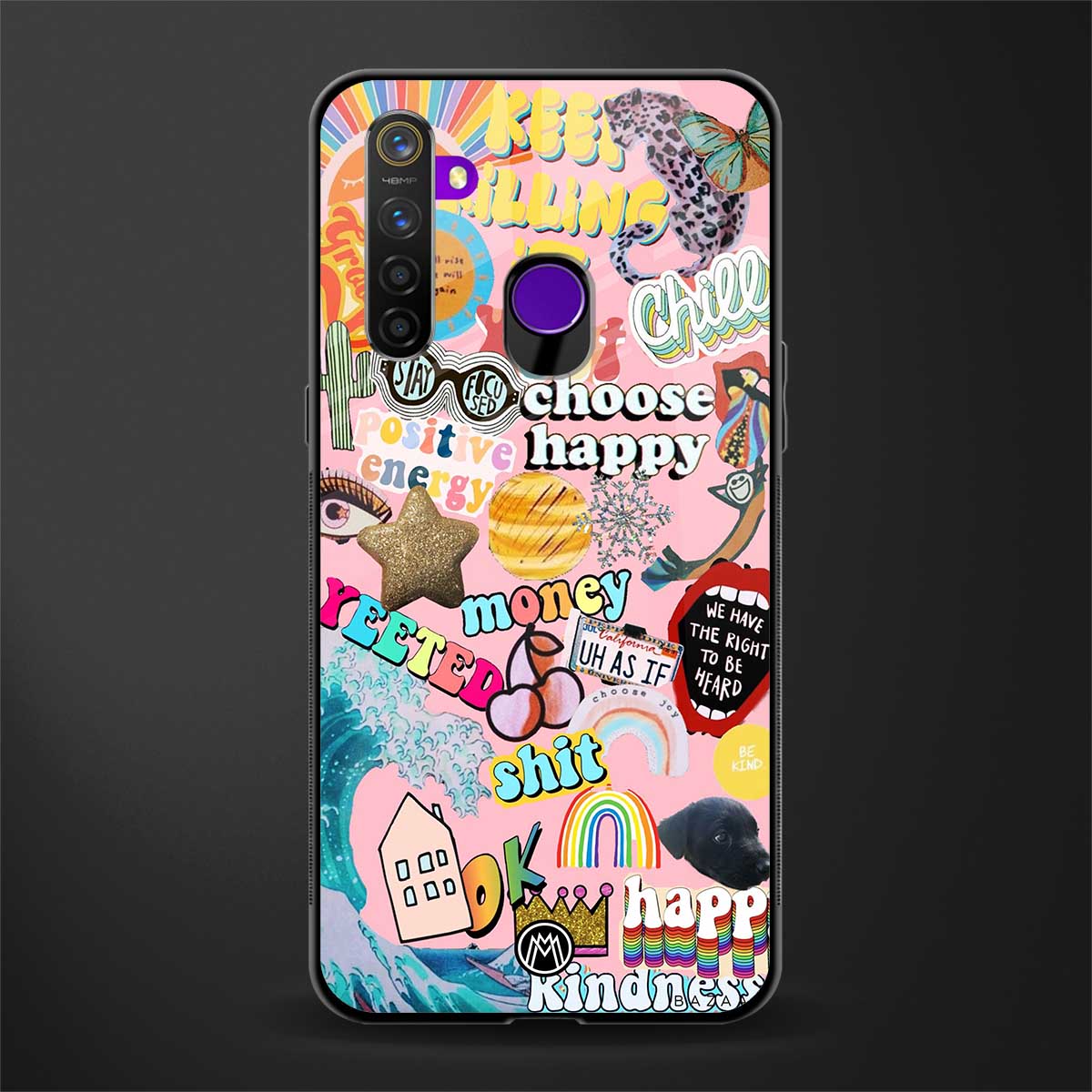 happy summer collage glass case for realme 5 image