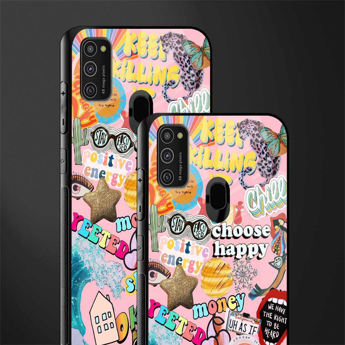 happy summer collage glass case for samsung galaxy m21 image-2