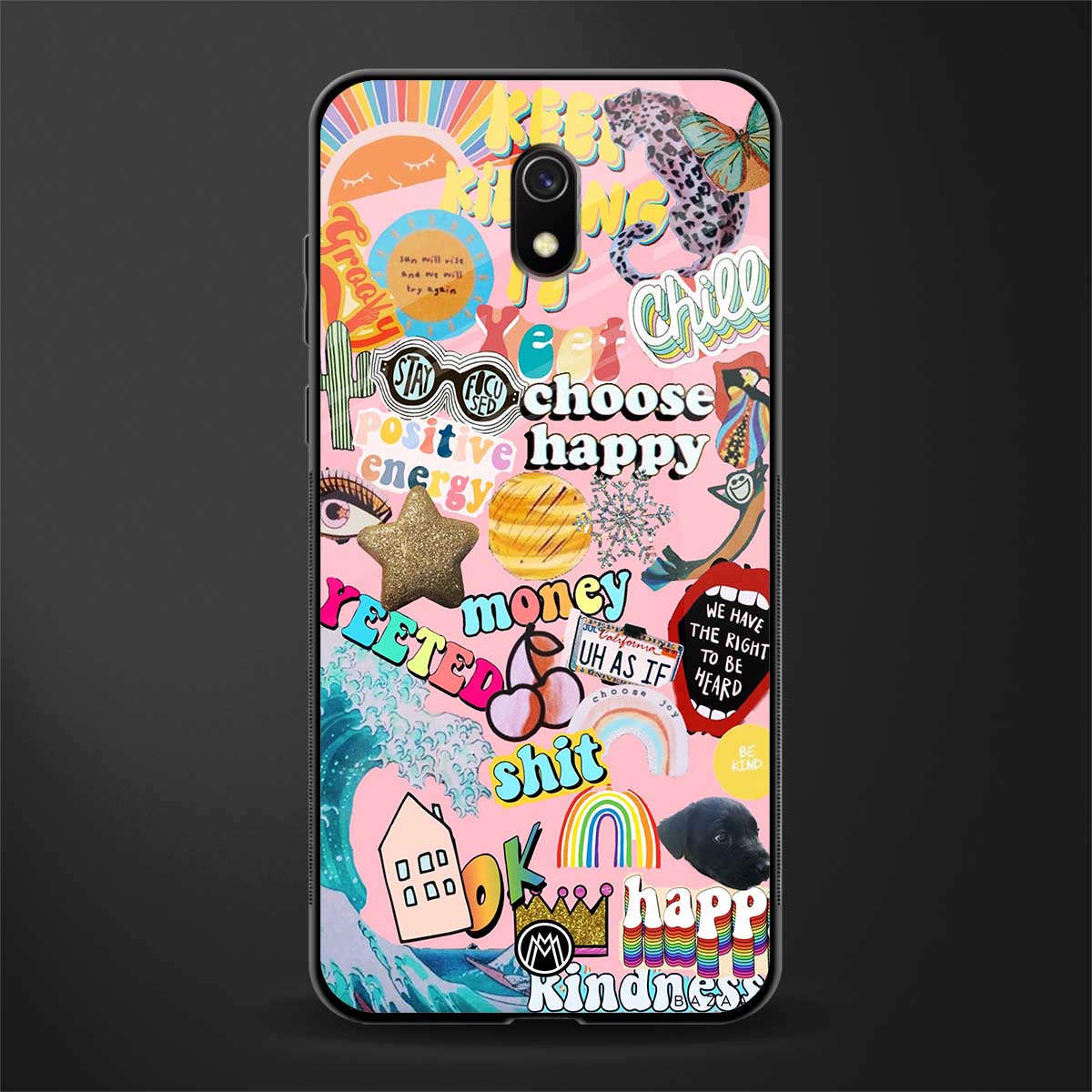 happy summer collage glass case for redmi 8a image