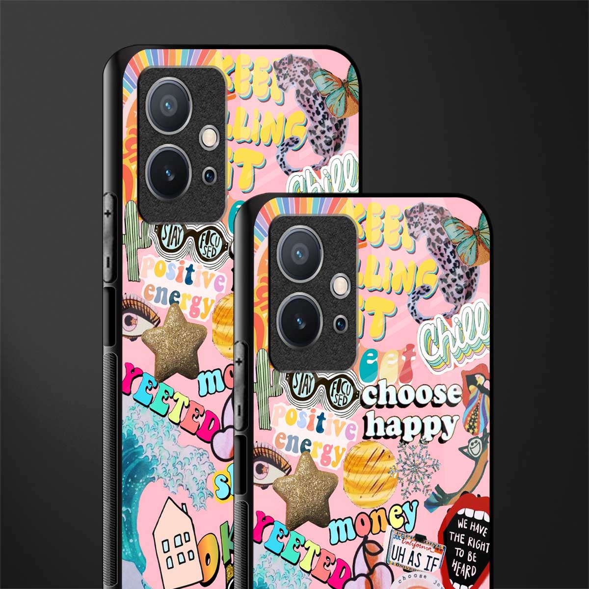 happy summer collage glass case for vivo t1 5g image-2