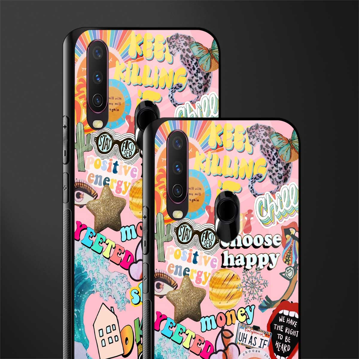 happy summer collage glass case for vivo y15 image-2