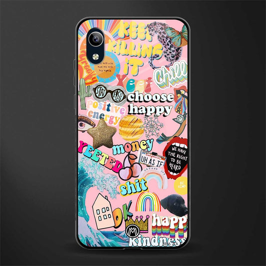 happy summer collage glass case for vivo y1s without fingerprint image