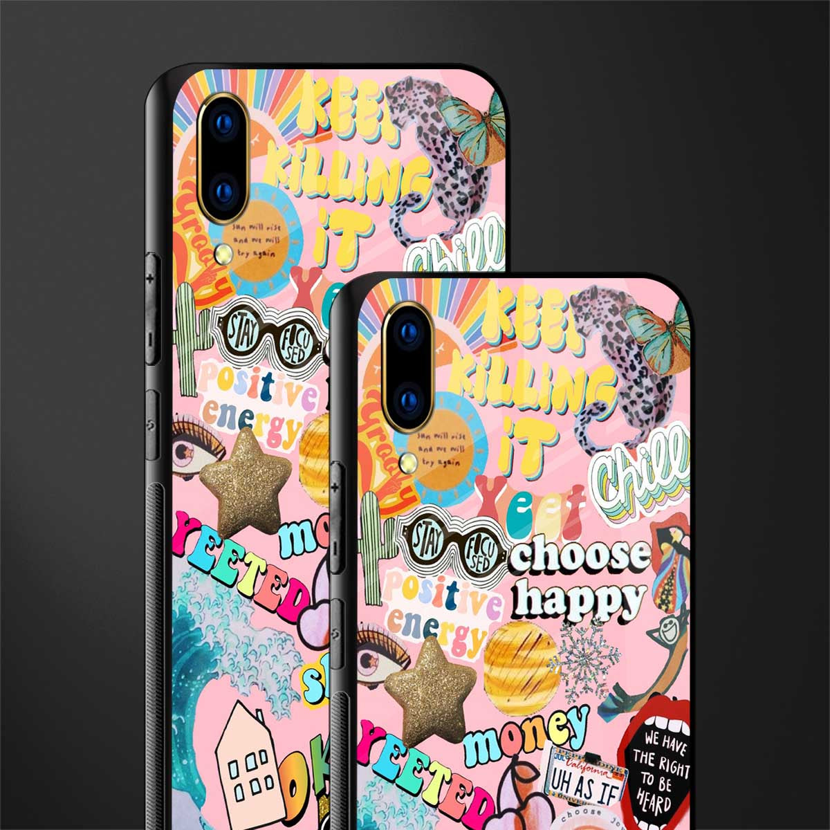 happy summer collage glass case for vivo v11 pro image-2