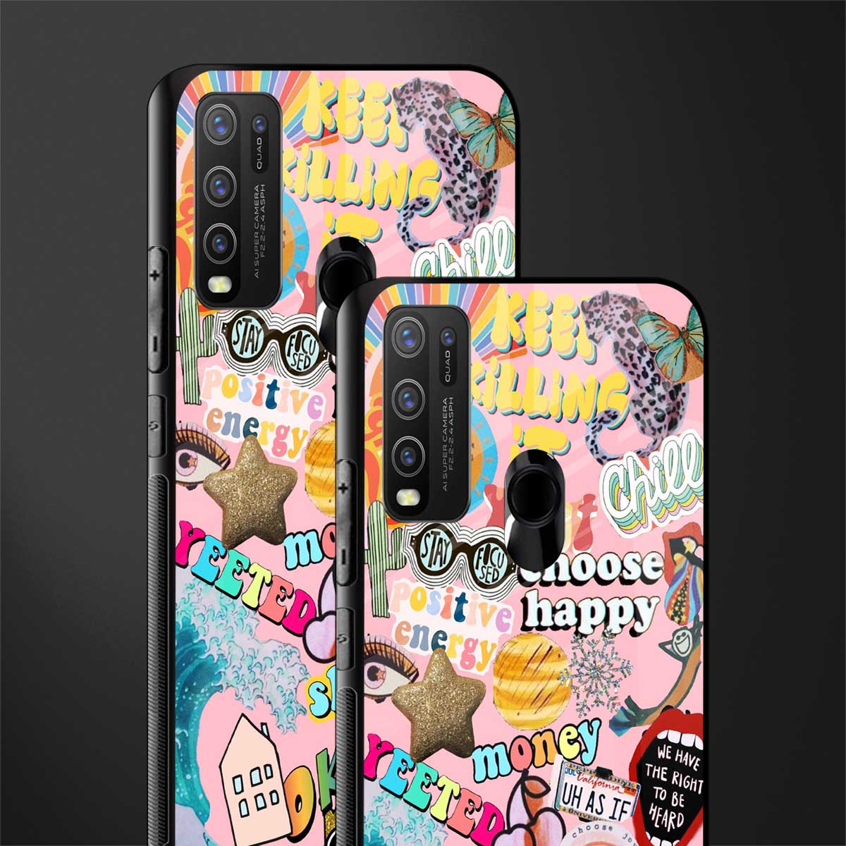 happy summer collage glass case for vivo y30 image-2