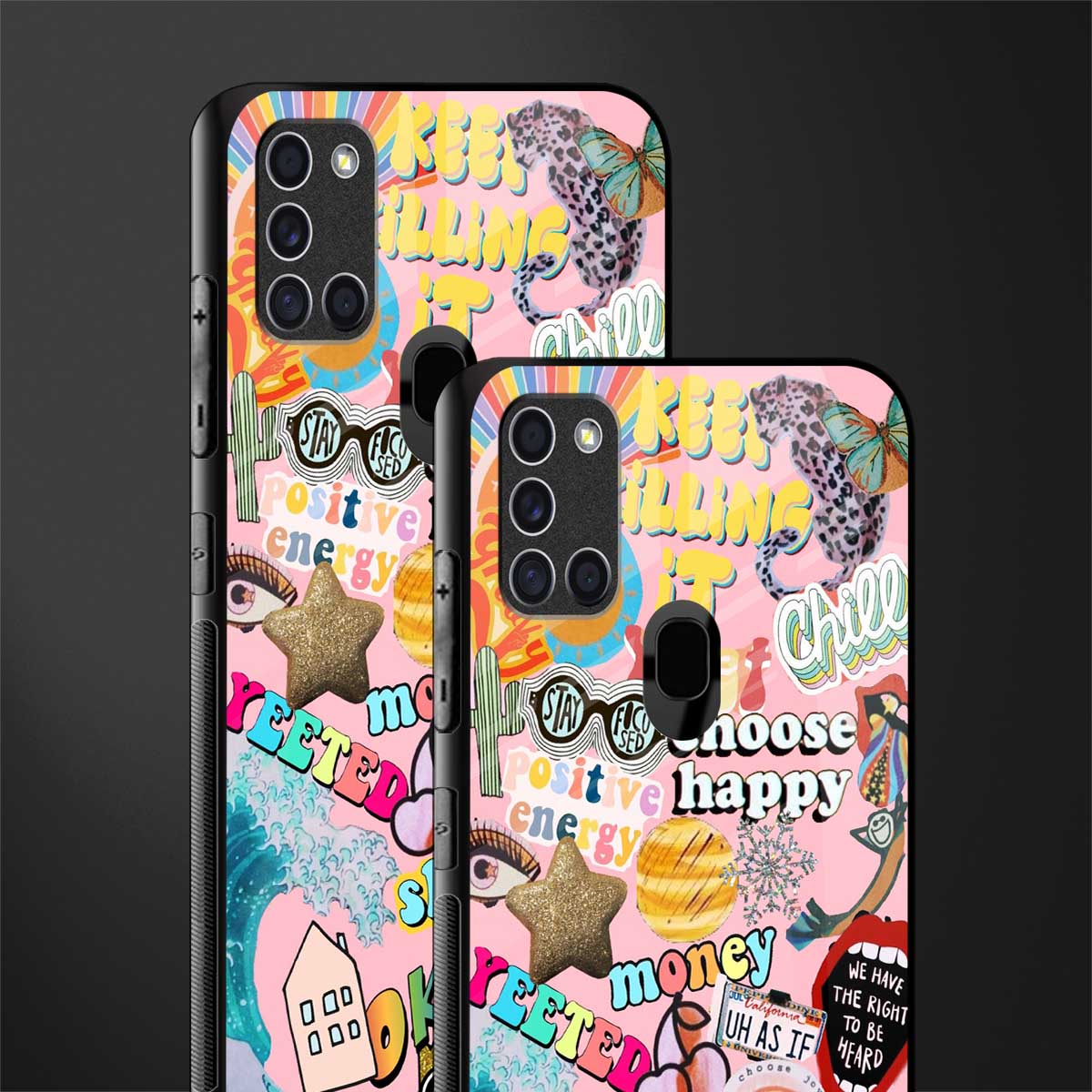 happy summer collage glass case for samsung galaxy a21s image-2